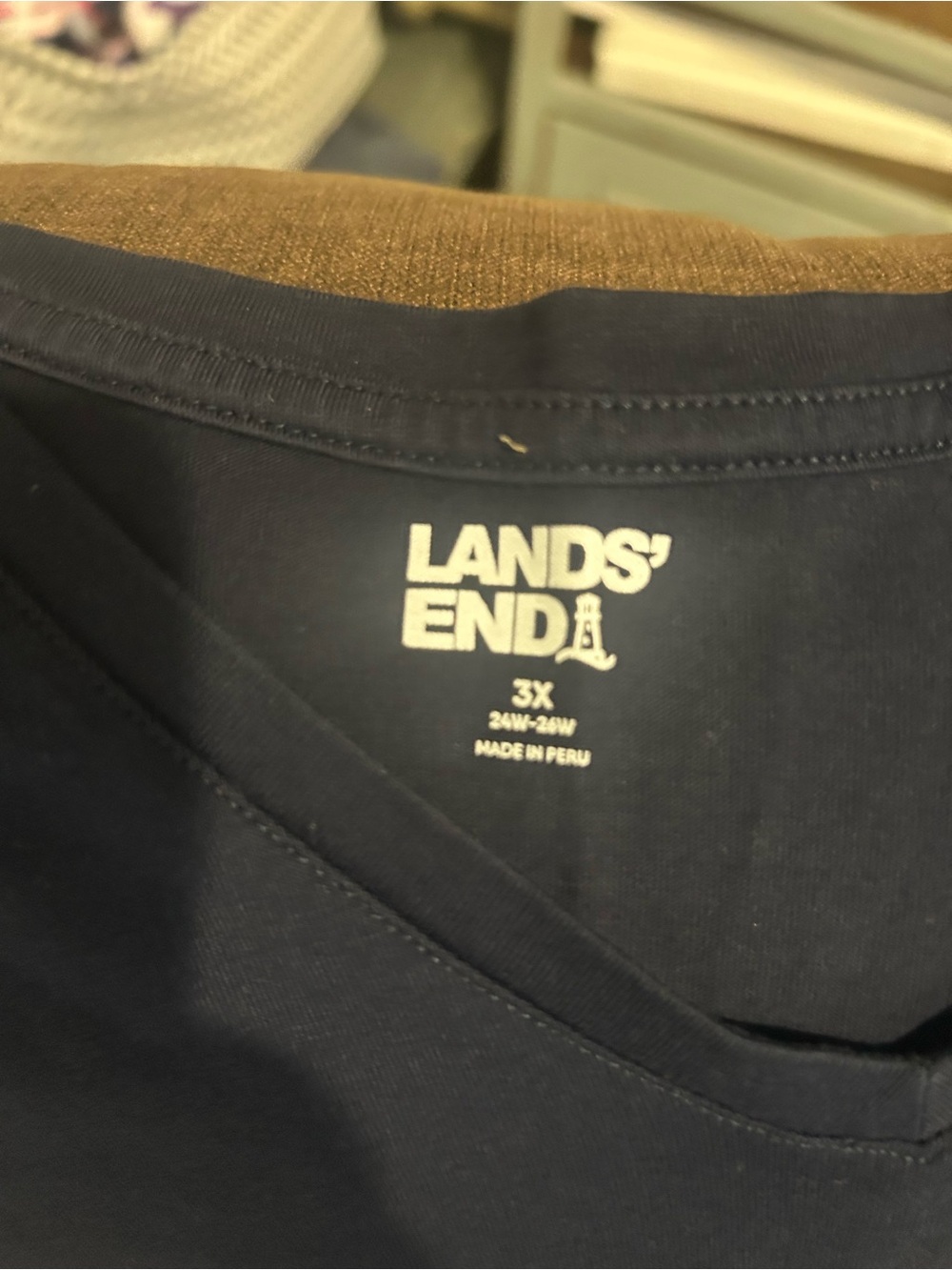 Lands' End Navy V-Neck Tee
